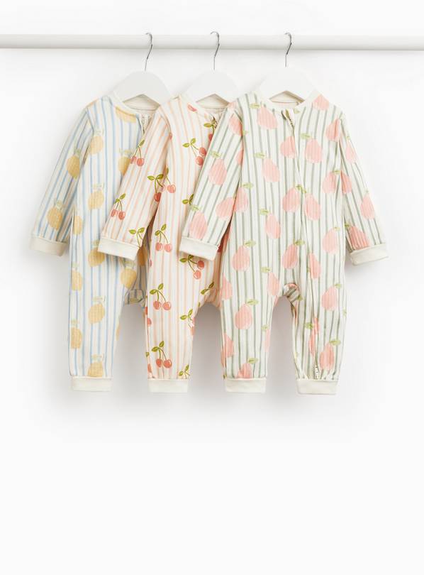 Fruit Print Sleepsuits 3 Pack Up to 3 mths